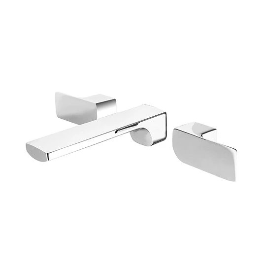 Grifo de lavabo de pared de dos manijas (latón sin plomo)