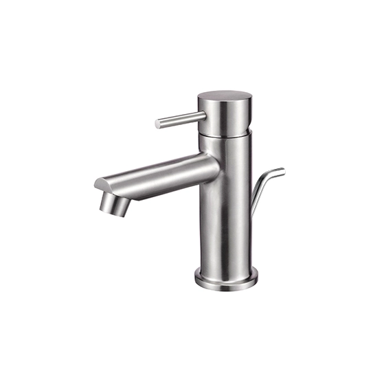 Grifo para lavabo con varilla elevadora (acero inoxidable)