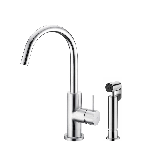 Grifo de cocina con rociador (acero inoxidable)