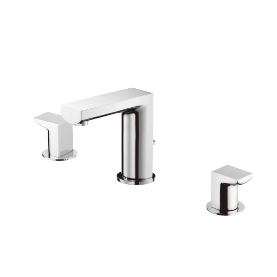 Grifo de lavabo de dos manijas con varilla elevadora