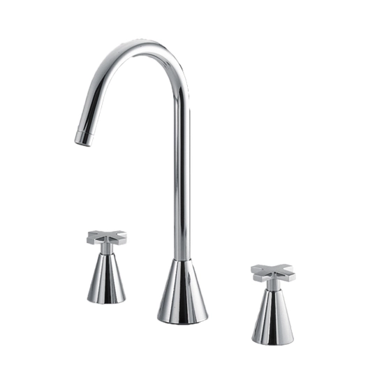 Grifo de lavabo amplio de dos manijas