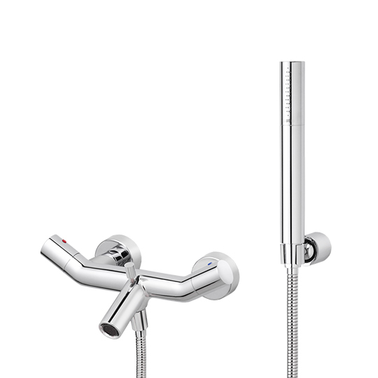 Mezclador de baño / ducha con ducha de mano, manguera y soporte de pared