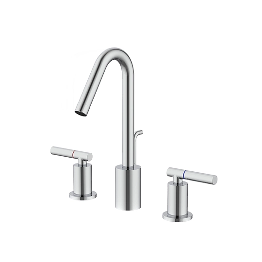 Grifo de lavabo amplio de dos manijas con varilla elevadora