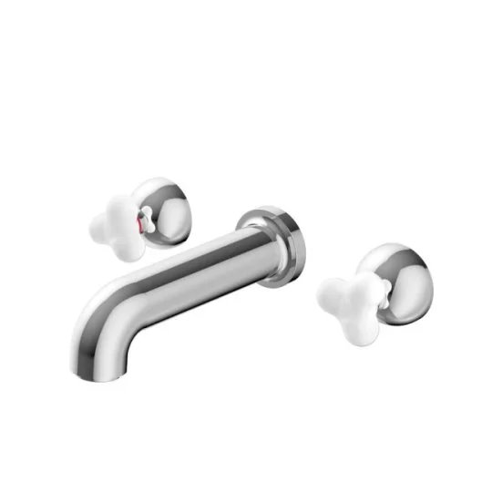 Grifo de lavabo de pared de dos manijas