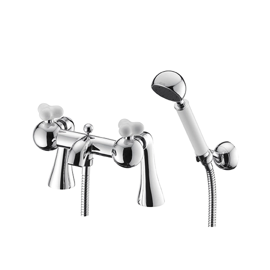 Mezclador de baño / ducha montado en el borde con ducha de mano, manguera y soporte de pared