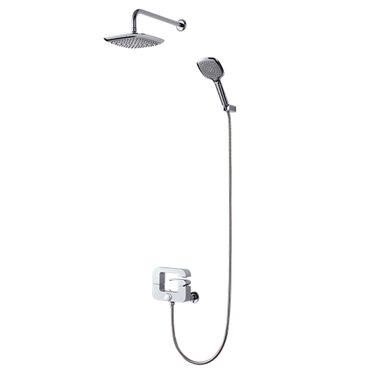 Mezclador de baño / ducha con ducha de mano y cabezal de ducha y manguera y soporte de pared