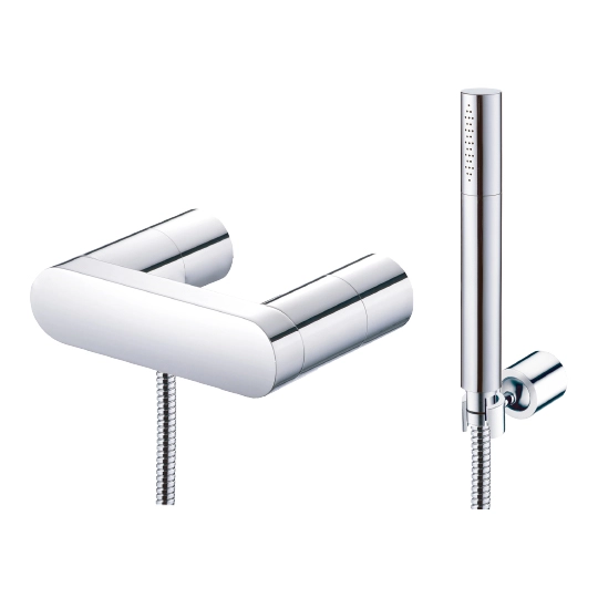 Mezclador de ducha con tirador manual, manguera y soporte de pared