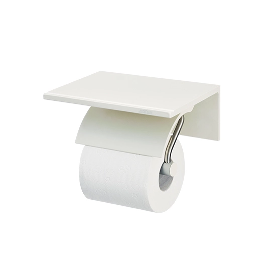 Soporte para papel higiénico individual con estante (dirección libre) (aluminio con revestimiento de marfil)
