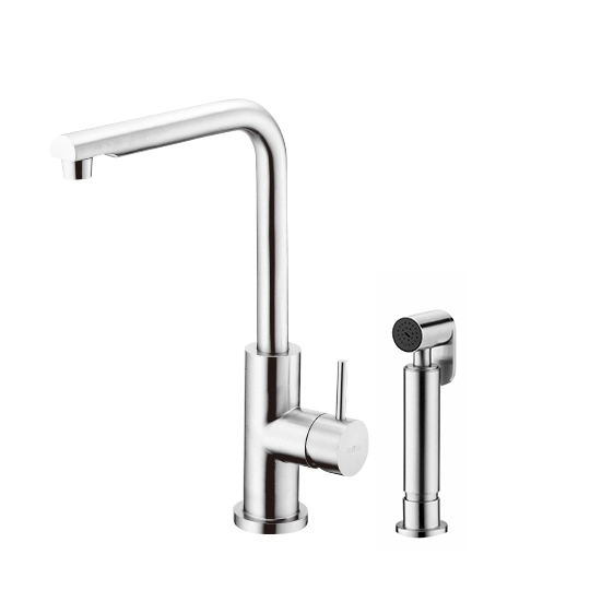 Grifo de cocina con rociador (acero inoxidable)